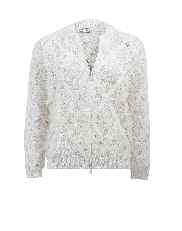 Pailette Embroidered Cardigan Asymmetrical,ymmetric Pencil Cardigan