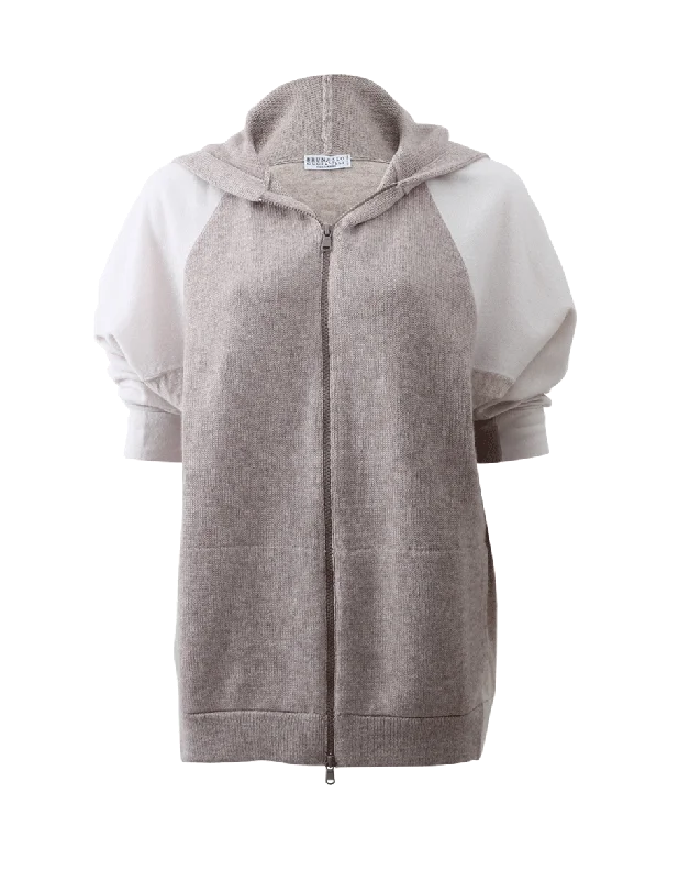 Color Block Hooded Cardigan Tailored Straight A-Line