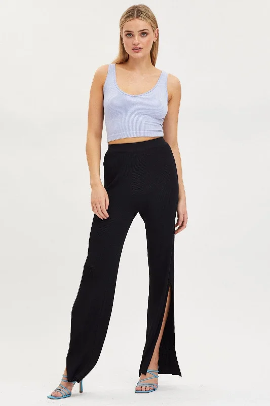 Black Knit Pants Knit High Rise Formal Dress Pants