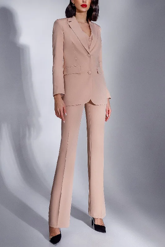 3 Piece Peak Lapel Single Double Slim Fit Women Suit (Blazer+Vest+Pants) Formal Stretch Pants