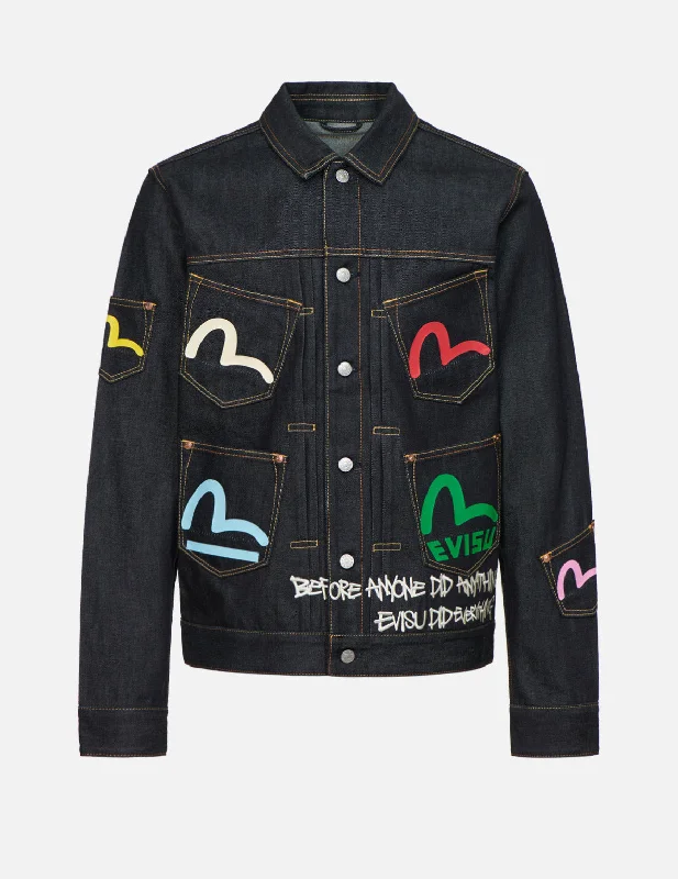 30th Anniversary Capsule Collection Multi-pocket Denim Jacket Stand-Up Collar Roll-Neck Collar Turtle Neck 30th Anniversary Capsule Collection Multi-pocket Denim Jacket Stand-Up Collar Roll-Neck Collar Turtle Neck