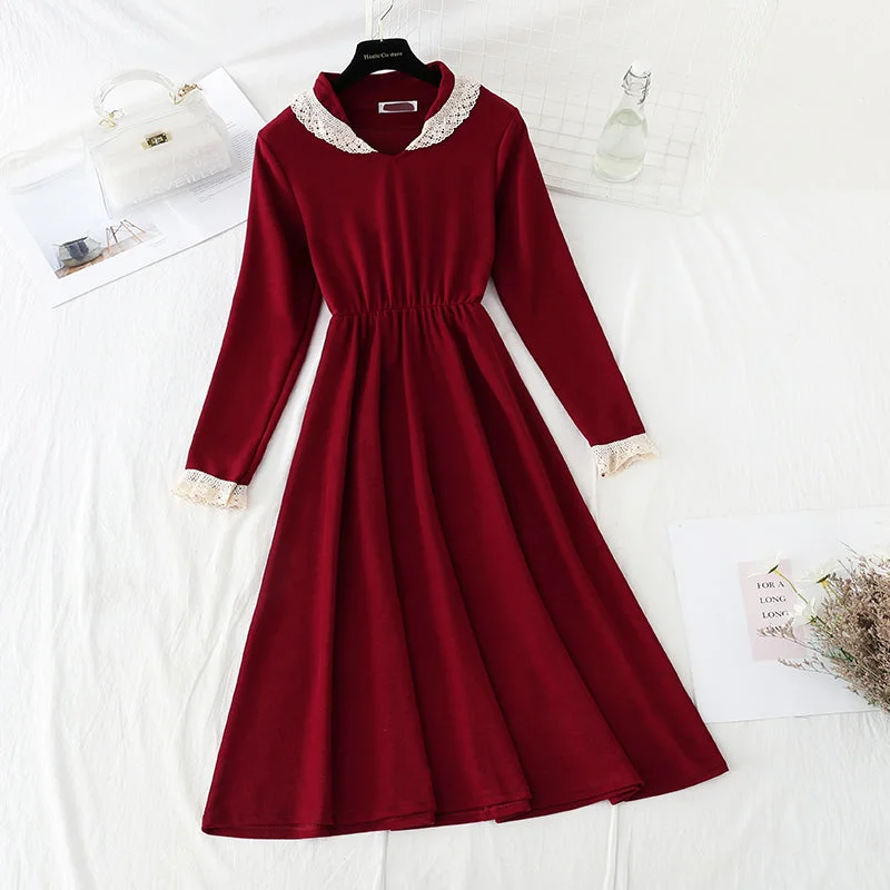 New slim knit bottomed skirt with versatile temperament  4800 lace skirt romantic