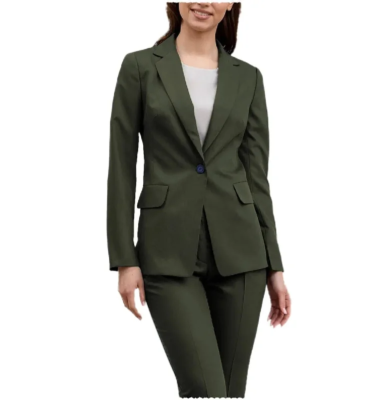 Leisure Single Buttons Notch Lapel Wowen Suit (Blazer+Pants) High-Waist Jogger Pants
