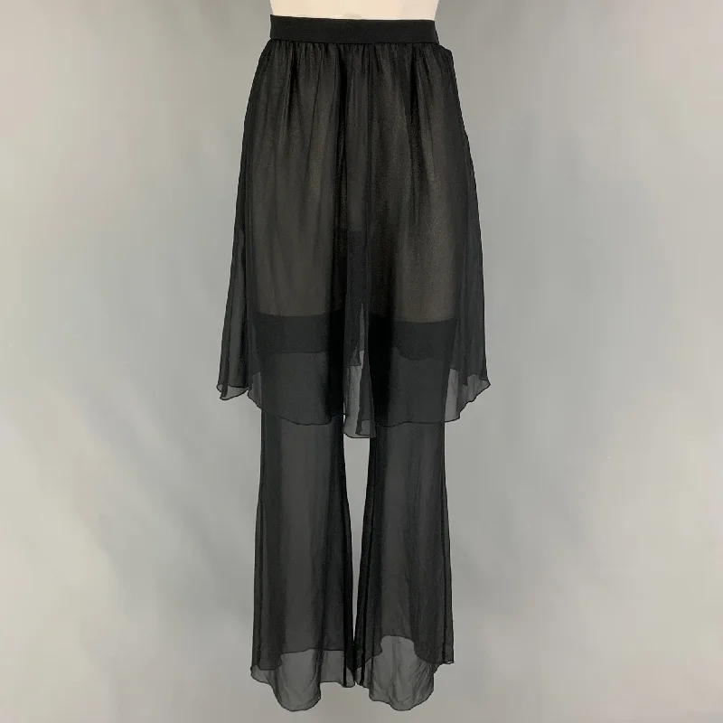 KARL LAGERFELD Size 6 Black Silk Overlay Dress Pants Stylish Slim Trousers