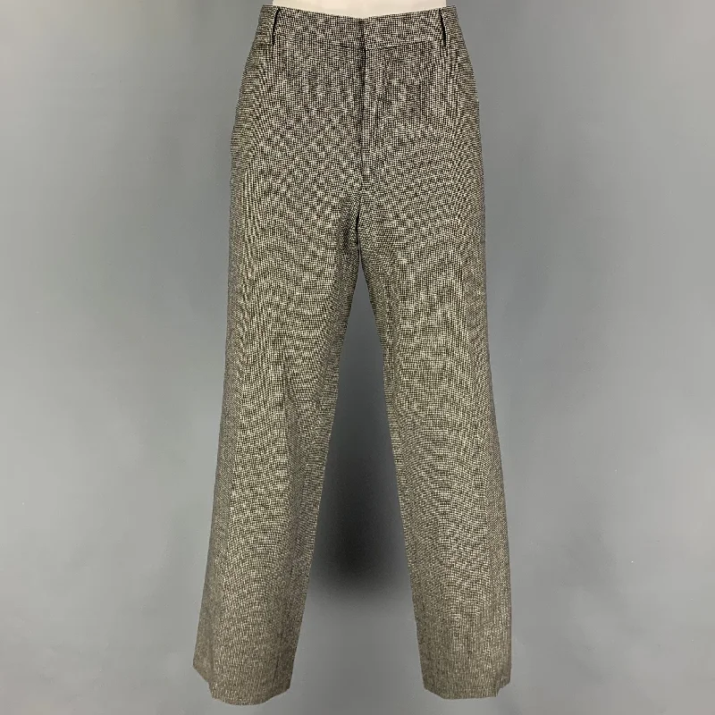 VALENTINO Size 10 Black White Virgin Wool Houndstooth Dress Pants Casual Plaid Pants