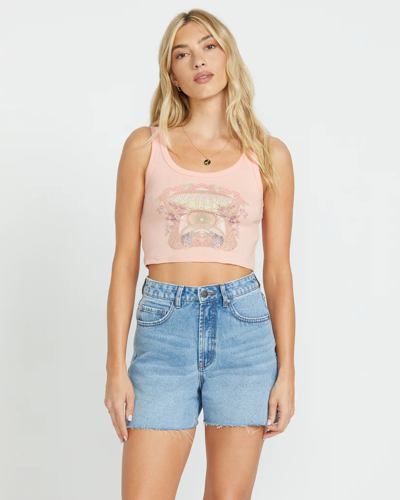 Billabong Waves of Promise Tank Pink lime green tank