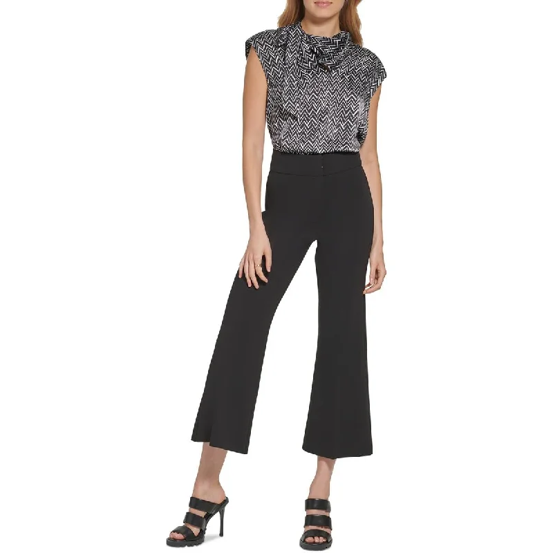 DKNY Womens High Rise Ankle Wide Leg Pants Cozy Fitted Pants