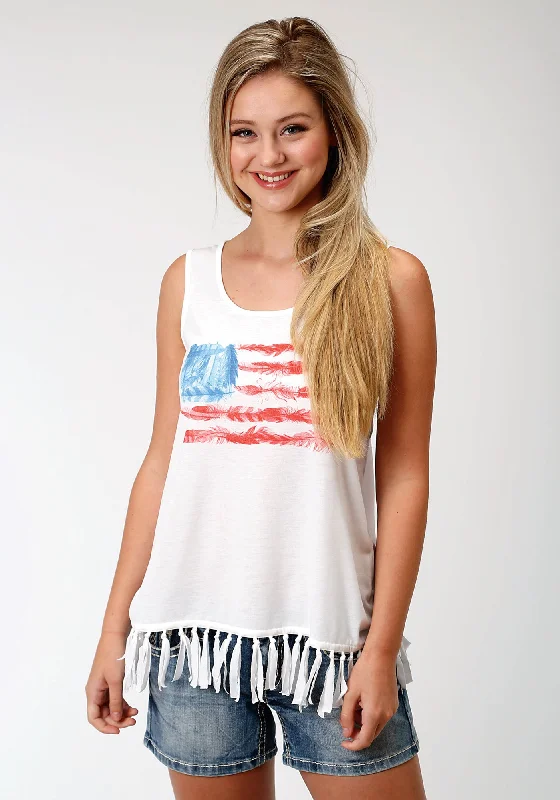 Roper Womens White Cotton Blend Feather Flag Tank Top ivory tank top