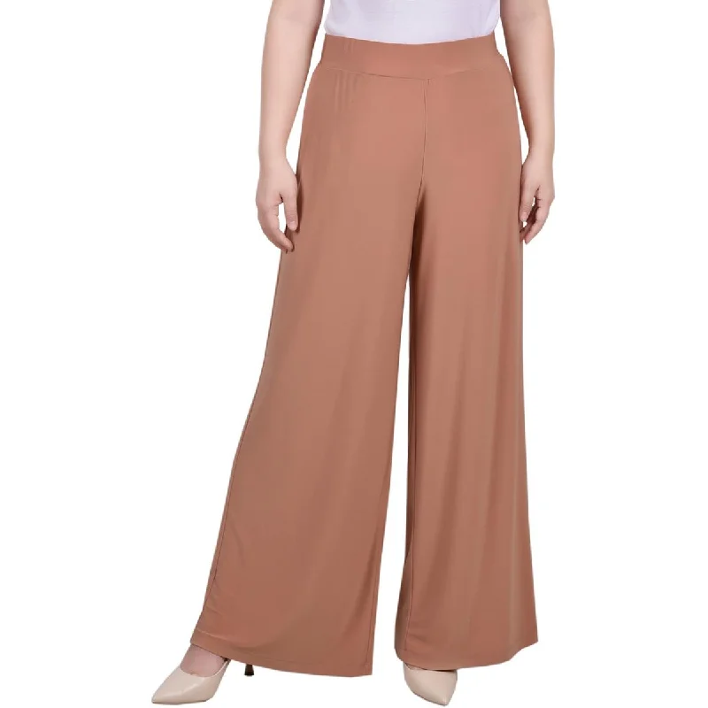 NY Collection Womens Petites High Rise Wide Leg Palazzo Pants Classic Straight Pants