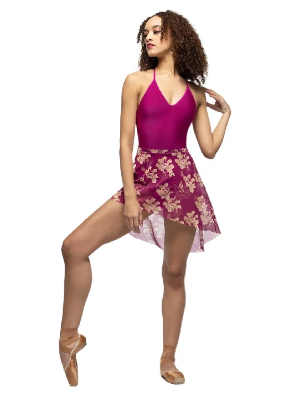 ON SALE Dramatic High-Low Mesh Pull-On Skirt (Imperial/Blooms) a-line skirt cut