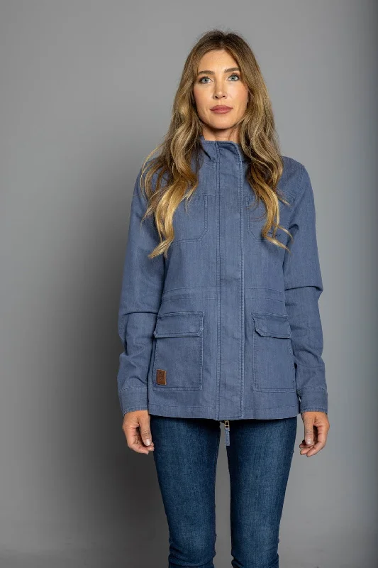 Kimes Ranch Womens Riggin Utility Denim Cotton Blend Cotton Jacket Front Pockets Side Pockets Patch Pockets