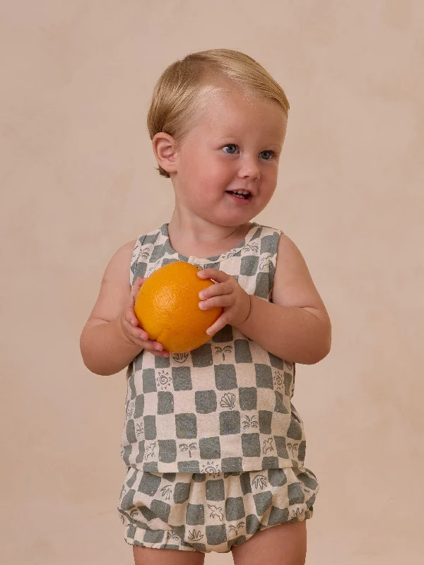 Rylee & Cru Baby Tank Set, Coastal Check bright tank top