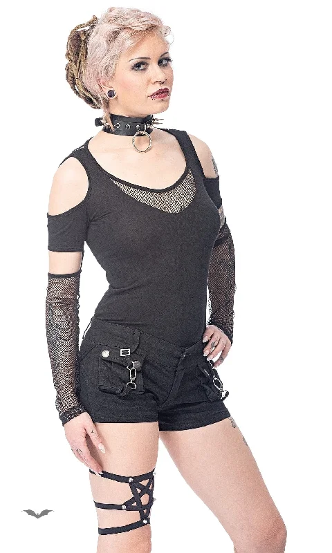 Queen of Darkness - Hot pants with 2 front pockets with cara Elegant Palazzo Trousers