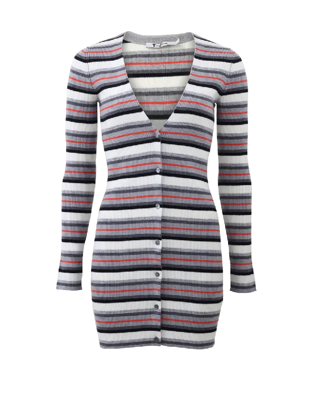 Merino Fitted Striped Cardigan Hooded Caped Shawl Collar
