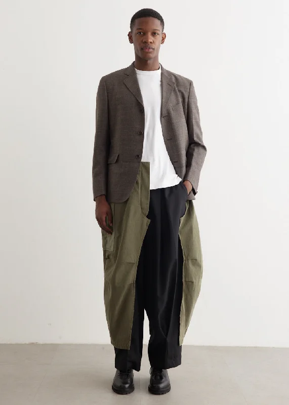 Wool Check x Cargo Pant Tailored Coat Formal Dress Pants