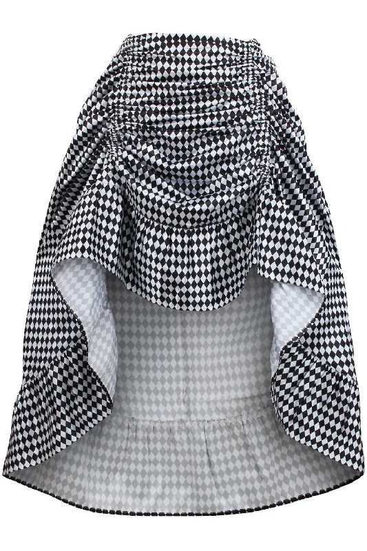 Diamond Print Satin Adjustable High Low Skirt - 34" Long wool skirt sturdy
