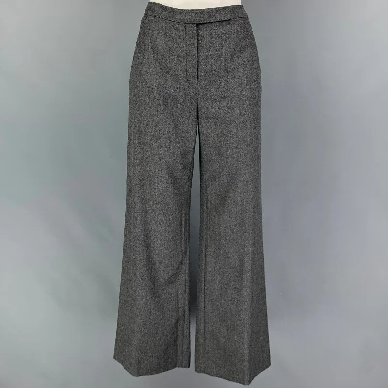 VALENTINO Size 6 Grey Wool Cashmere Heather Wide Leg Dress Pants Classic Pleated Pants