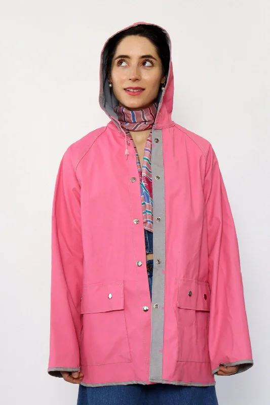 Hooded Pink Rain Jacket XS-M Wool Jacket Cashmere Jacket Tweed Jacket