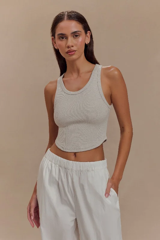 Morgana Ribbed Tank Top - Grey Marle loose fit tank