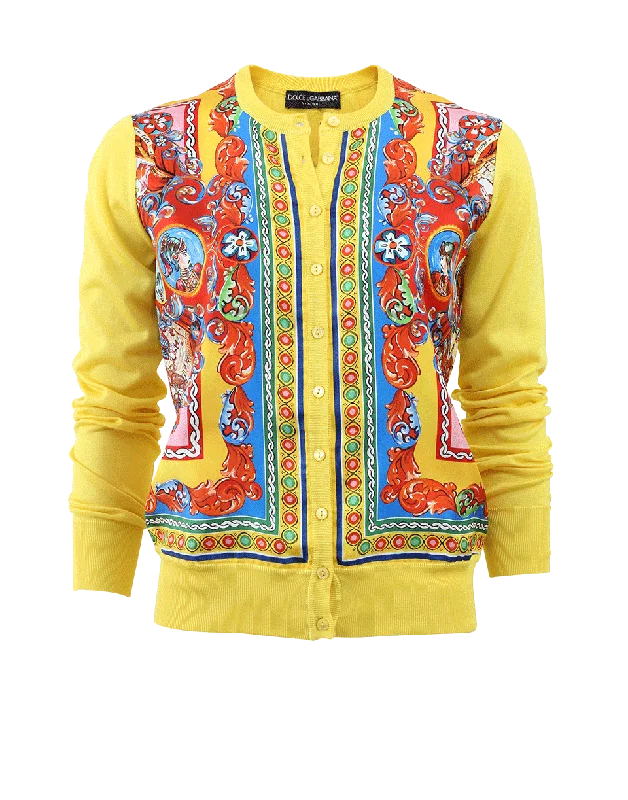 Caretto Print Cardigan Neon metallic Matte