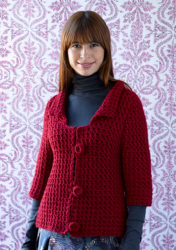 Chic Jacket (Crochet) Front Pockets Side Pockets Patch Pockets