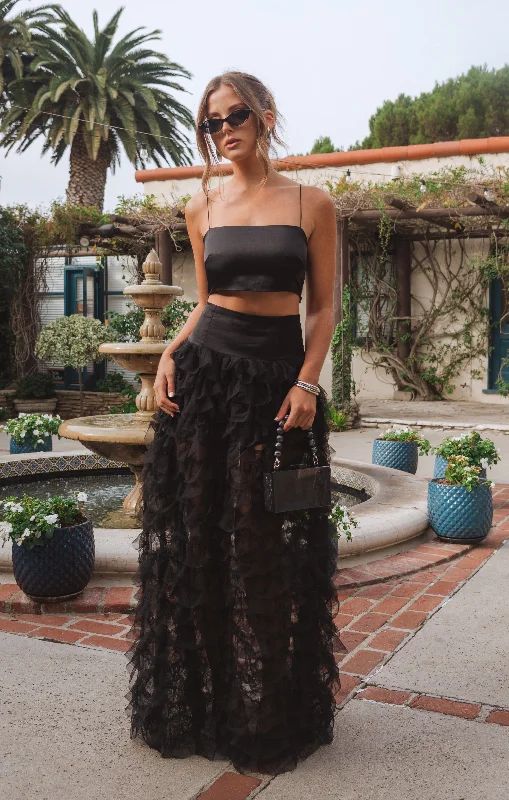 Meet Me at Midnight Skirt ~ Black Ruffle Tulle velvet skirt rich