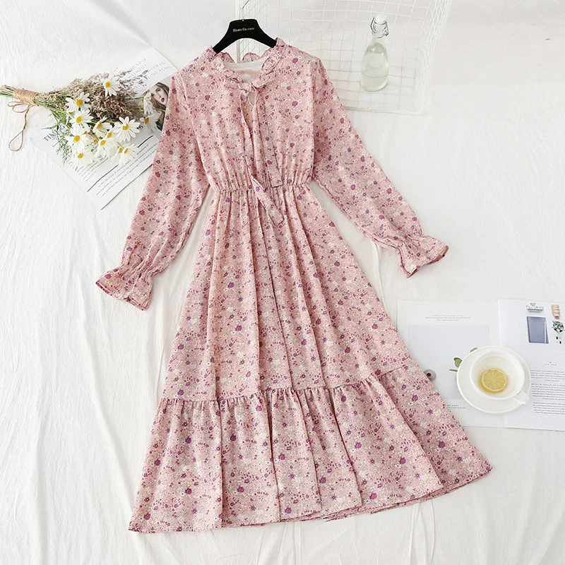 Ruffle edge gentle wind broken flower skirt  4835 tiered skirt playful