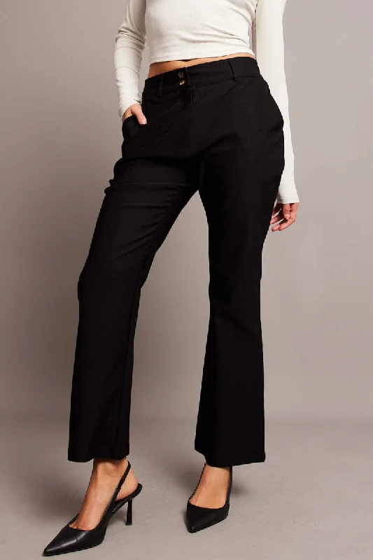 Black Slim Pants High Rise Classic Straight Pants