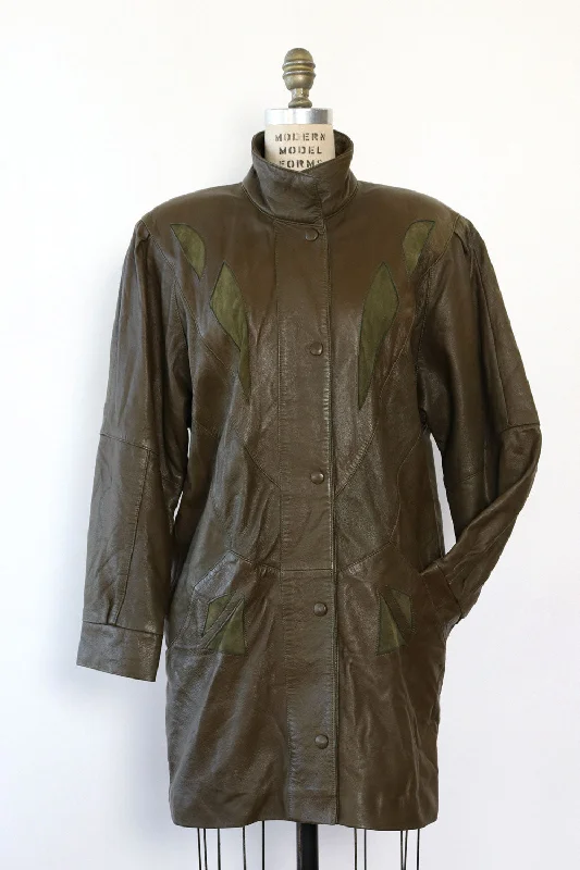 Olive Leather Slouchy Taper Jacket S/M Denim Jacket Leather Jacket Suede Jacket