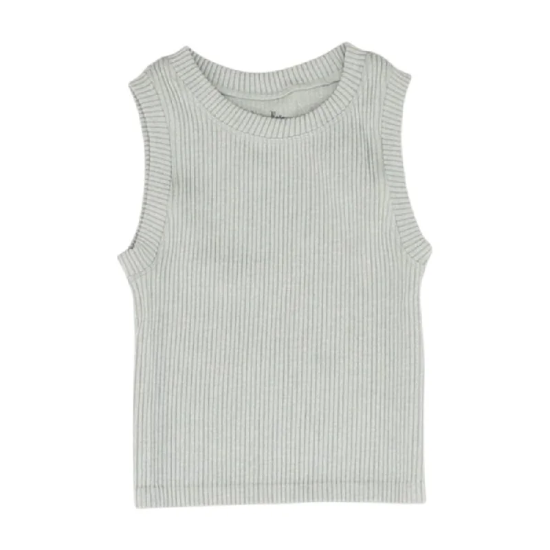 Gray Solid Cropped Tank crew neck tank
