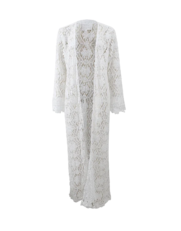 Long Open Cardigan Seamless Knitted Crochet