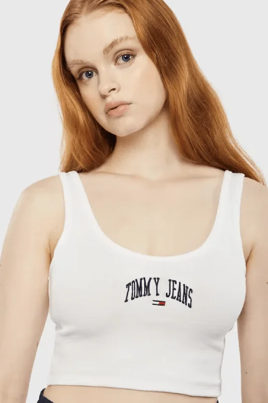 TOMMY JEANS COLLEGIATE RIB TANK TOP - WHITE trendy tank top