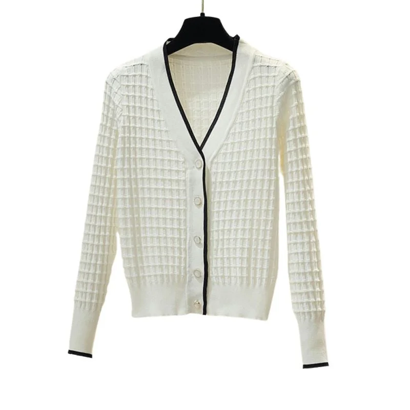 LA ELLE Women's Elegant Fashion Knitted Cardigan Sweater Jacket Iron Safe Non-Iron Wrinkle Free