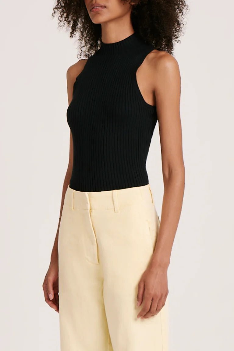 NUDE LUCY ONDA KNIT TANK - BLACK loose fit tank