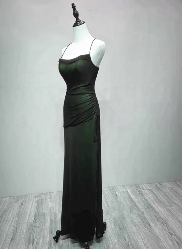 Black and Green Straps Long Formal Dress, Long Evening Party Dress Prom Dress Tunics Leisure comfortable