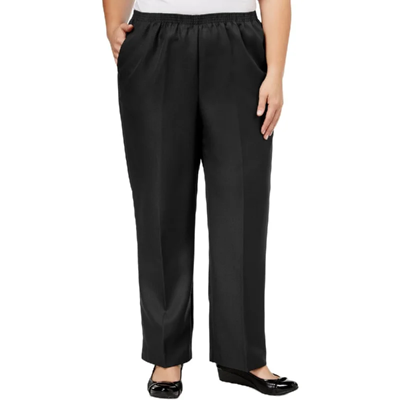 Alfred Dunner Womens Plus Classics Pleated Pull On Straight Leg Pants Cozy Lounge Pants