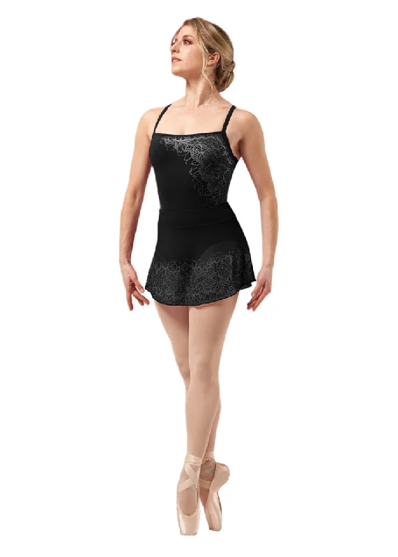 ON SALE Lace Print Mesh Pull-On Skirt (Black) patchwork skirt art