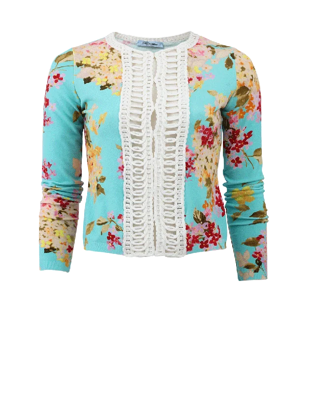 Lattice Floral Cardigan Spandex Rayon Corduroy