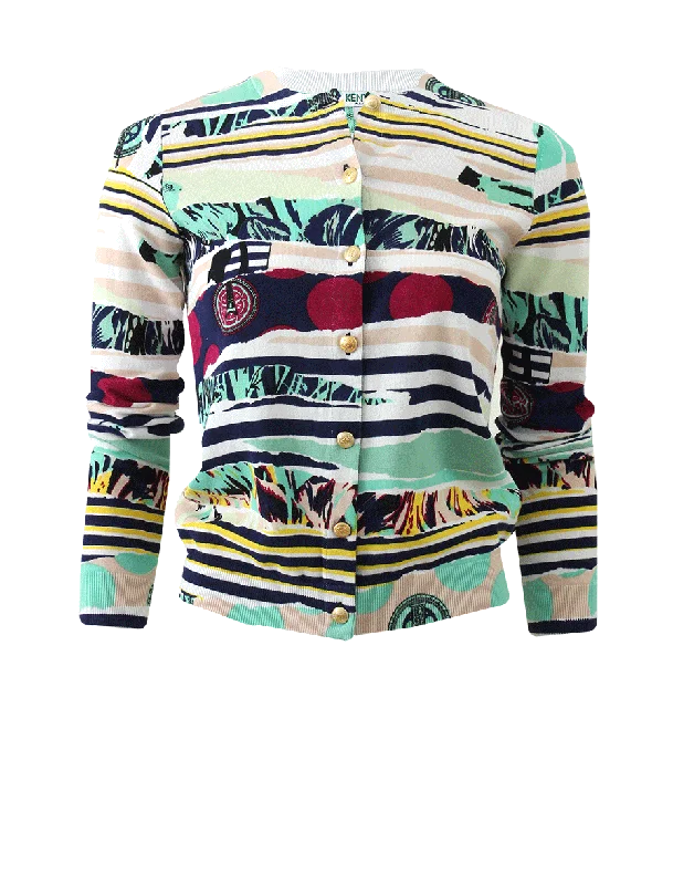 Crewneck Print Cardigan Silk Blend Satin Velvet