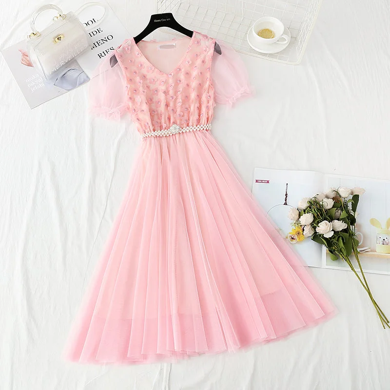Long lace mesh skirt with slim waist  4895 elastic waist skirt