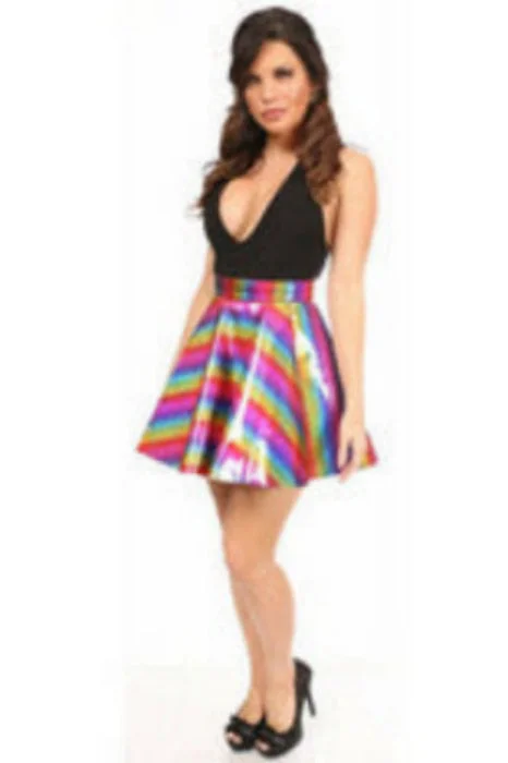 Rainbow Glitter PVC Skater Skirt chiffon skirt airy