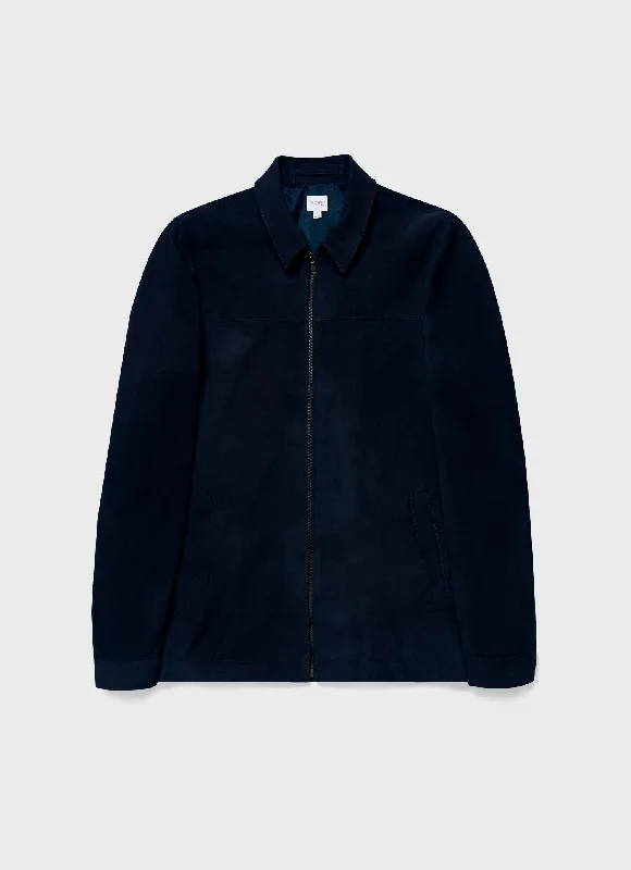 Men's Suede Harrington Jacket in Navy Corduroy Jacket Velvet Jacket Brocade Jacket
