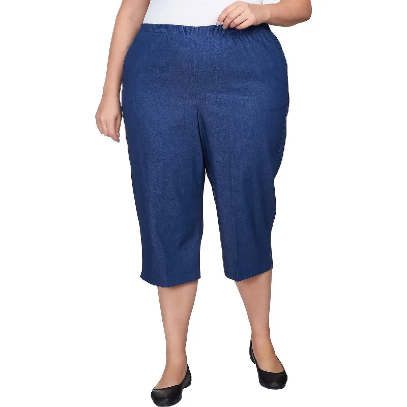Alfred Dunner Womens Plus Straight Leg Mid-Rise Capri Pants Relaxed High-Waist Trousers