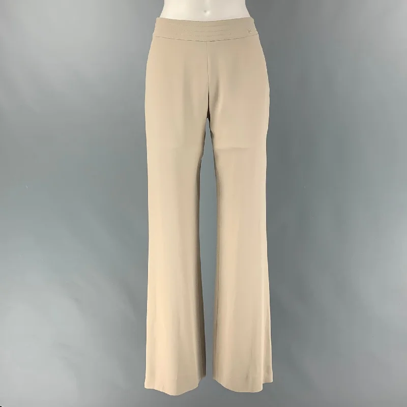 CHANEL Size 4 Beige Silk Straight Dress Pants Casual Skinny Fit Pants
