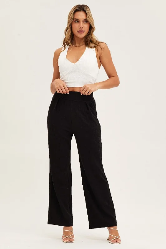 Black Pants High Waist Wide Leg Casual Wide Pants