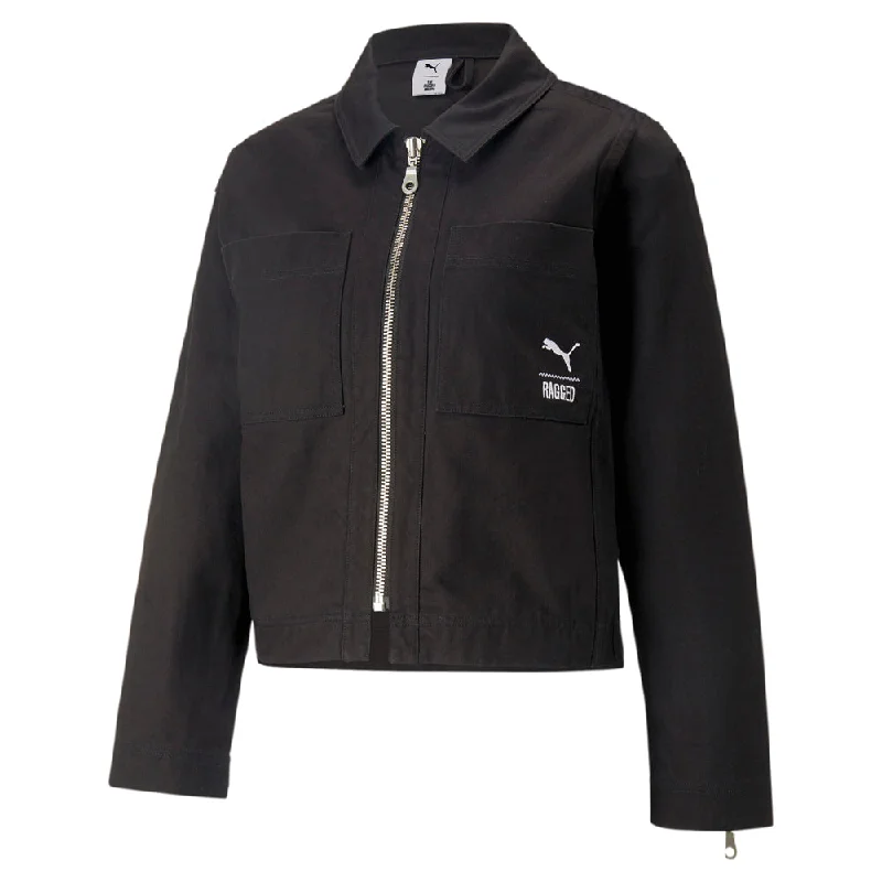 TRP X Twill Full Zip Jacket Notch Collar Peter Pan Collar Cowl Neck