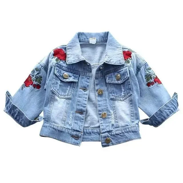 Girls Jacket Floral Jean Jacket Wool Jacket Cashmere Jacket Tweed Jacket
