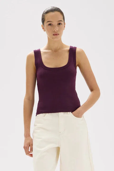 Assembly Label - Paulina Scoop Tank, Fig spandex blend tank