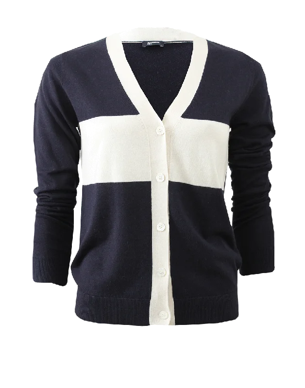 Cream Stripe Cardigan Thin Thick Dense