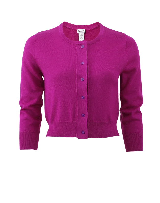 Cropped Cardigan Houndstooth Herringbone Solid